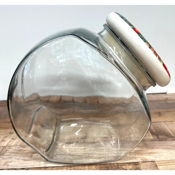 Vintage Glass Santa Claus Cookie Jar With Ceramic Lid - Picture 3 of 8